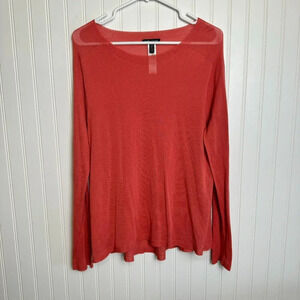 Eileen Fisher coral lightweight long sleeve sweater size medium P11